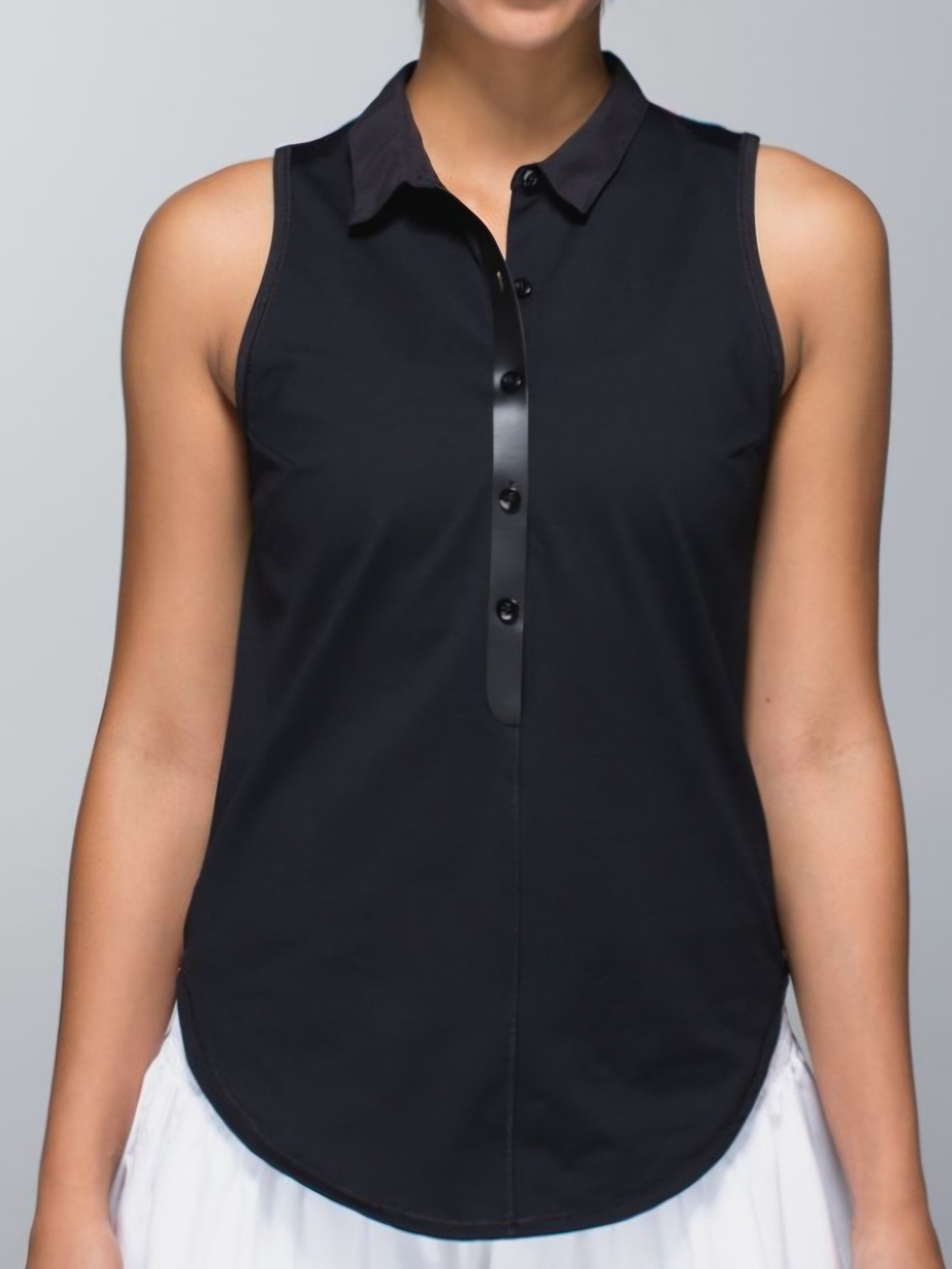 lululemon athletica Black Sleeveless Button-Front Collared Top